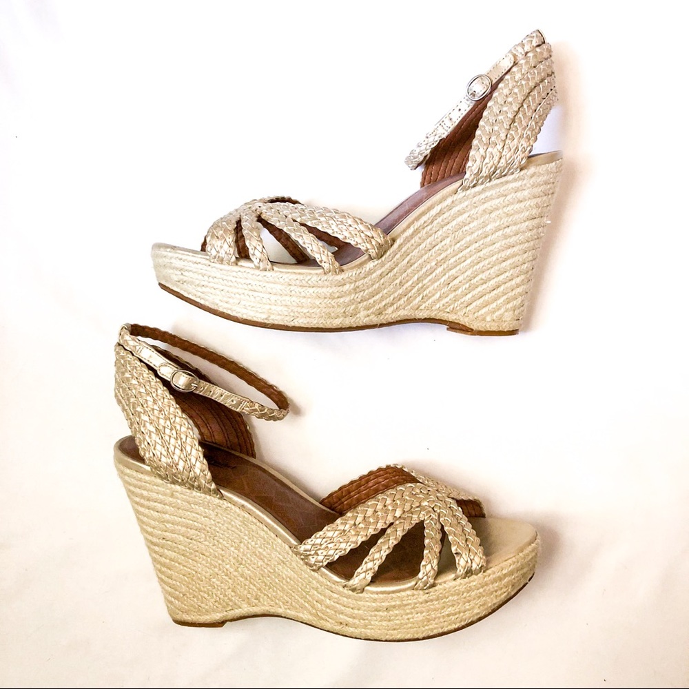 Platinum Braided Espadrille Wedges - Picture 4 of 6
